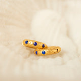 Art Deco Lapis Lazuli Gold Huggie Earrings
