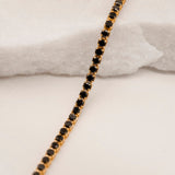 Black Cubic Zirconia Gold Tennis Bracelet