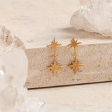 Brushed Gold Double North Star Earrings