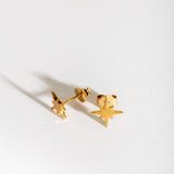 Brushed Gold North Star Stud Earrings
