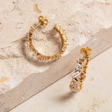 Sparkly Gold Baguette Hoop Earrings