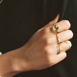 Liz-Crow-London-Presence-The-Deep-Stillness-18ct-Gold-Vermeil-Sculptural-Ring-Molten-Texture-Solitaire-Stacking3