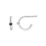 Silver hoop with black sapphires