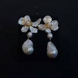 Baroque Keshi Pearl Flower Dangle Earrings №17