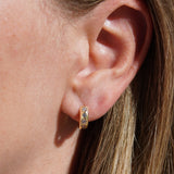 White Stone Petite Hoop Earrings