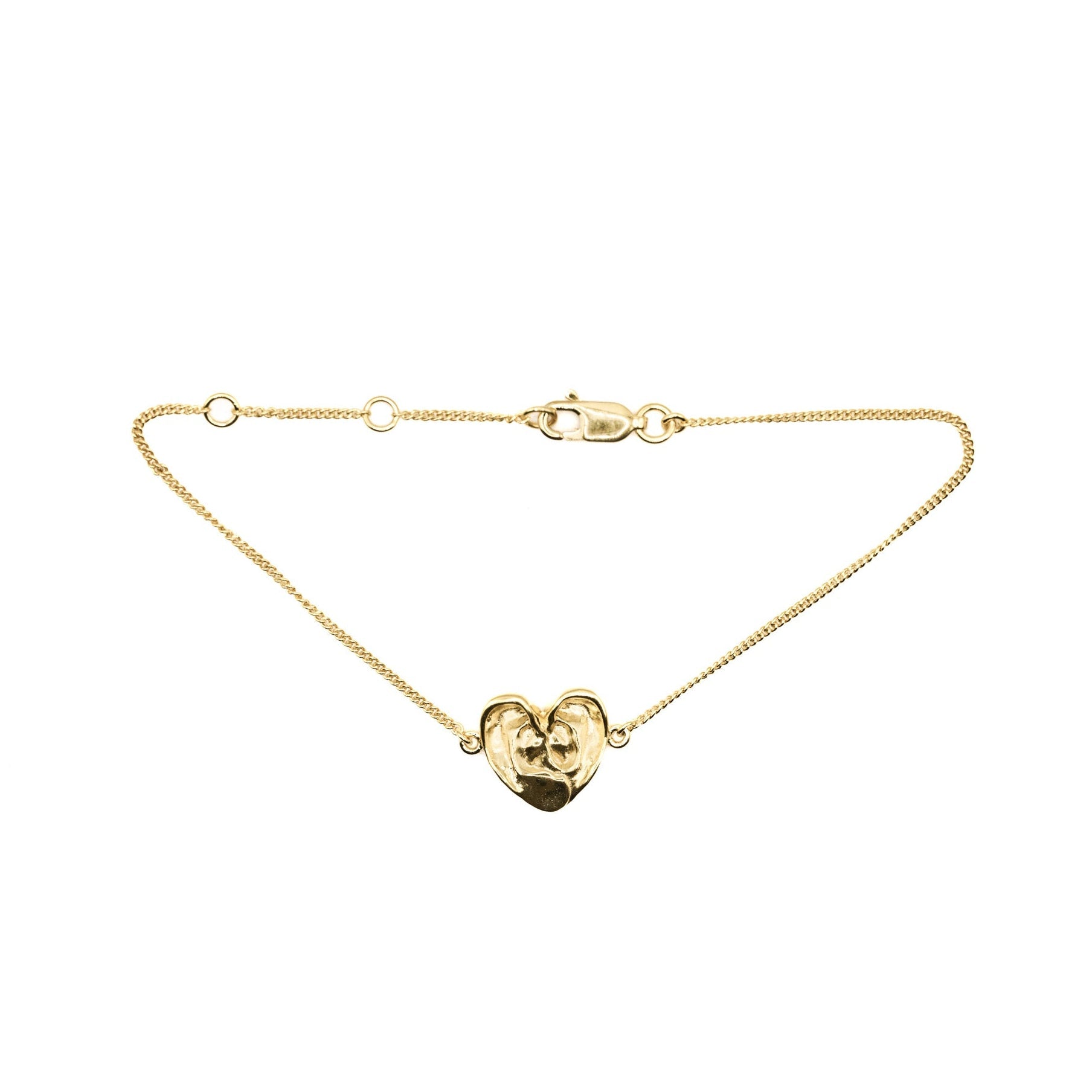 Apres-Youth-18-Carat-Gold-Plated-A-Good-Listener-Heart-Textured-Pendant-Chain-Charm-Bracelet