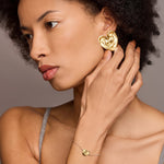 Apres-Youth-18-Carat-Gold-Plated-A-Good-Listener-Heart-Textured-Pendant-Chain-Charm-Bracelet