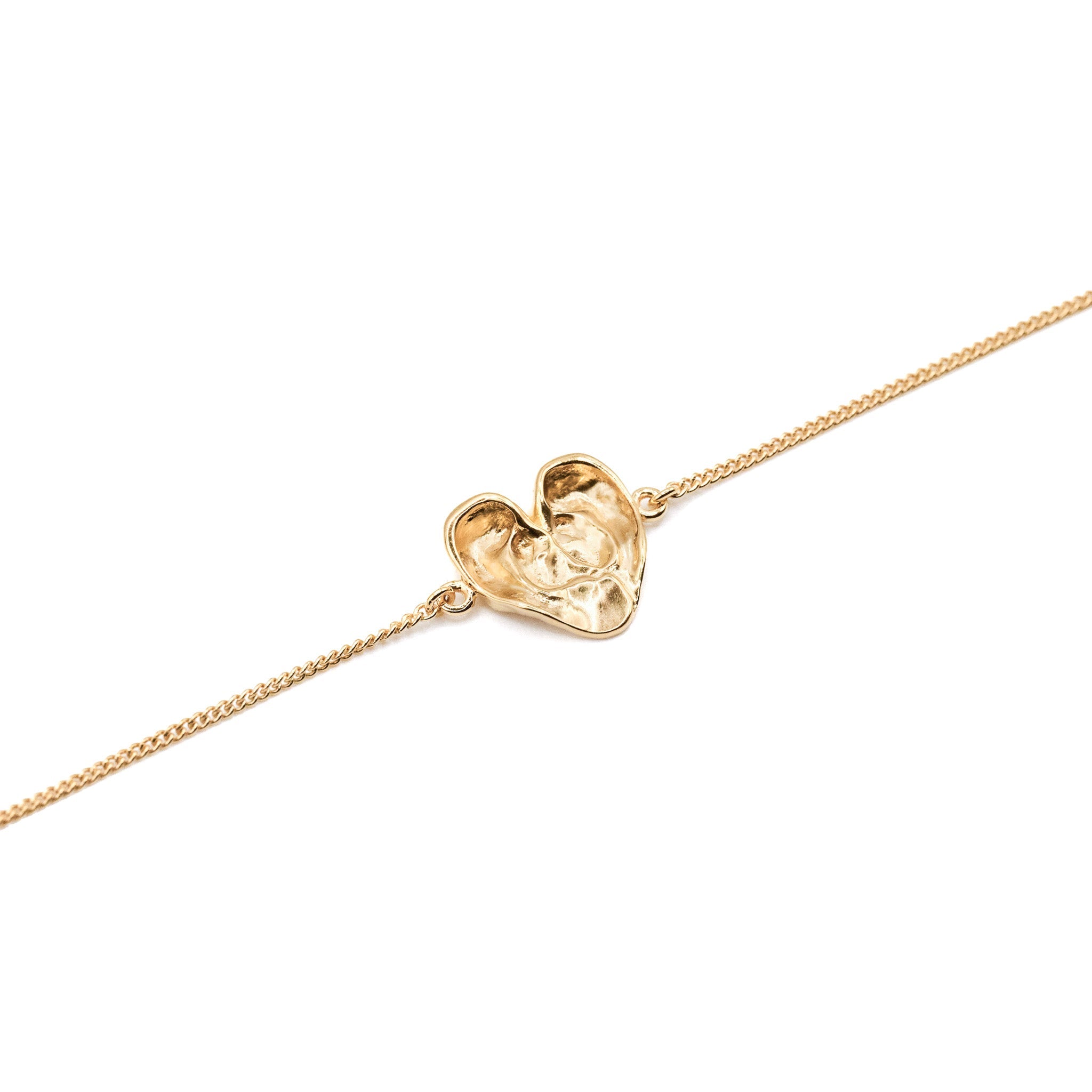Apres-Youth-18-Carat-Gold-Plated-A-Good-Listener-Heart-Textured-Pendant-Chain-Charm-Bracelet