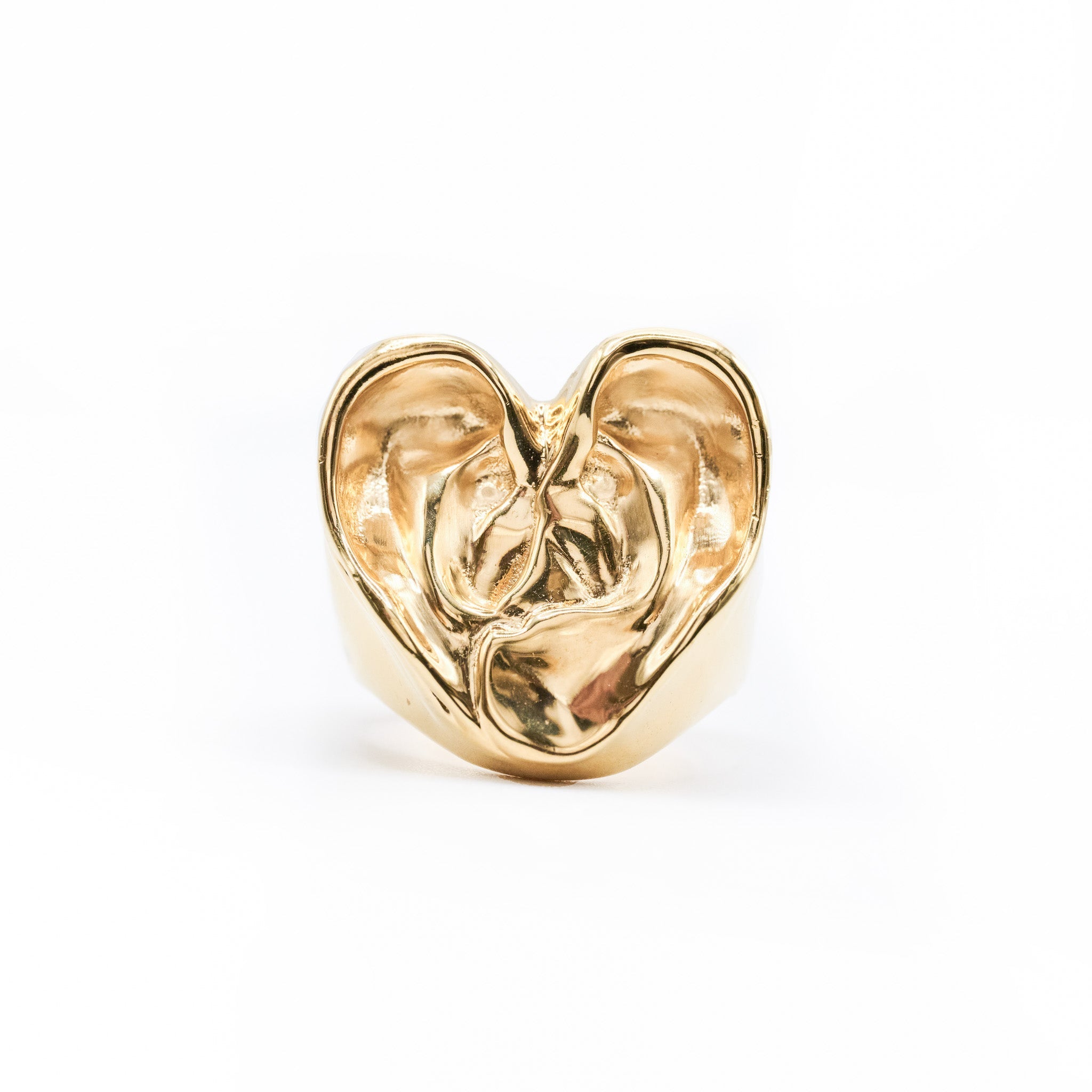 Apres-Youth-A-Good-Listener-18ct-plated-Large-Gold-Oversized-Heart-Statement-Ring