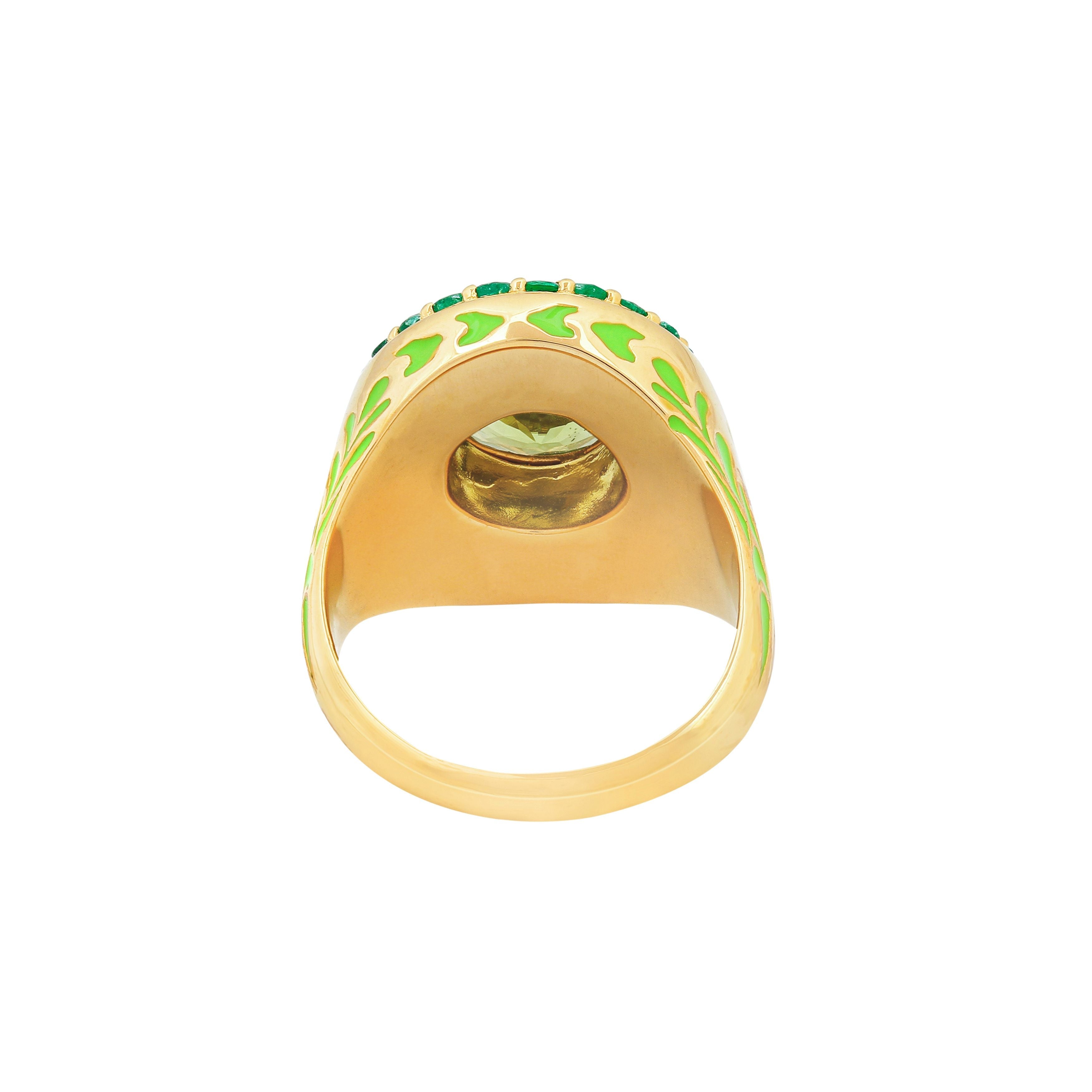 Apres-Youth-Firework-statement-ring-green-peridot-emerald-enamel-gold-vermeil