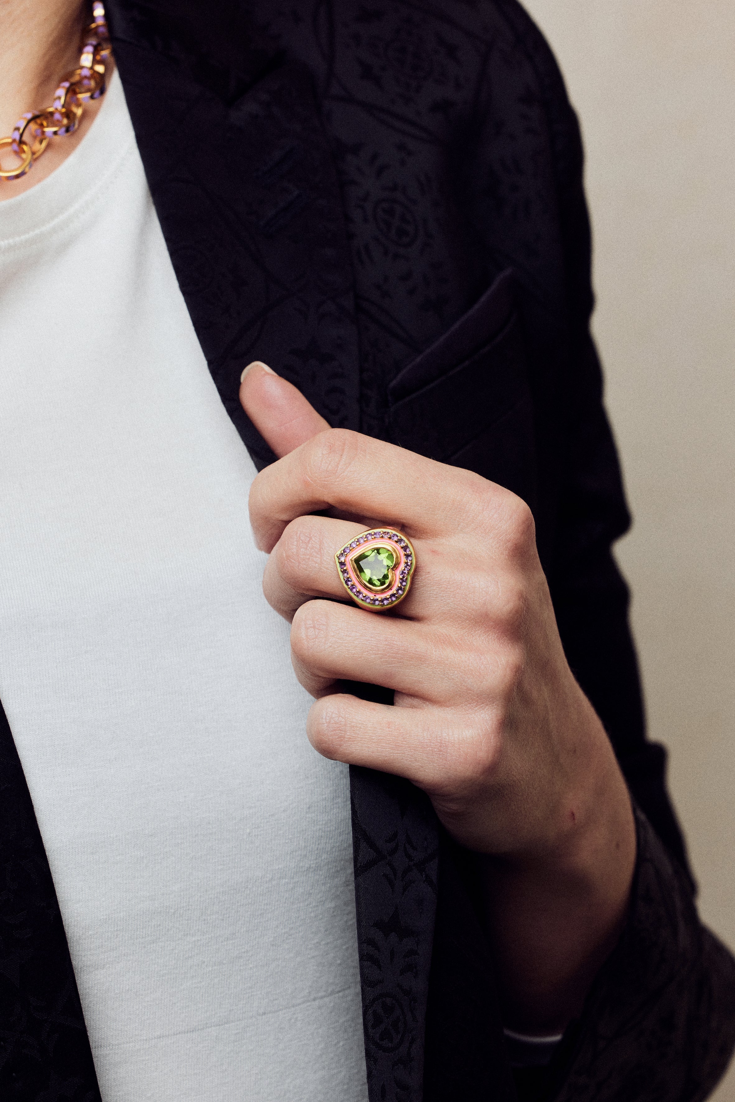 Apres-Youth-Heart-Pink-Green-Purple-Peridot-Enamel-Gold-Vermeil-Statement-Cocktail-Ring