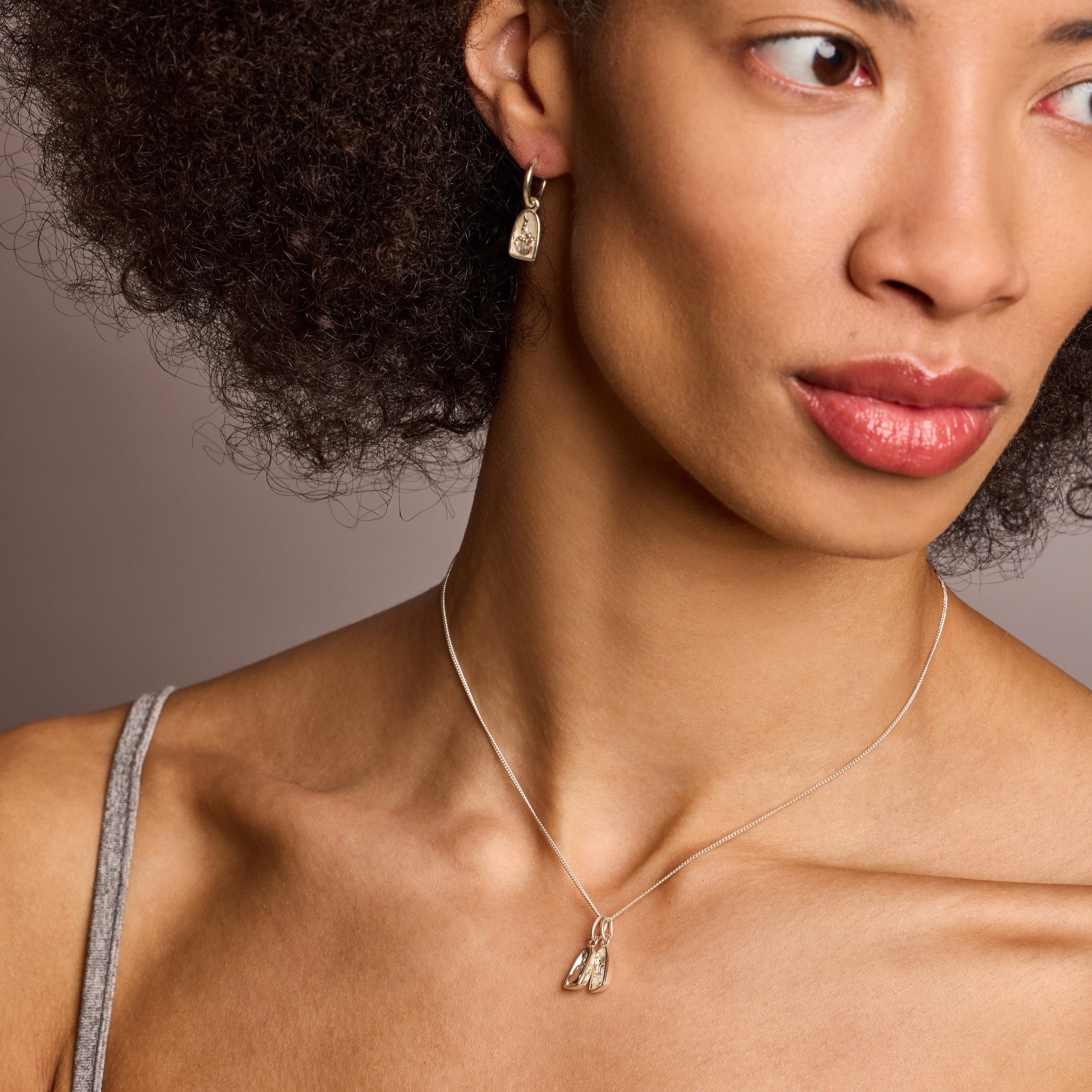 Apres-Youth-Introvert-Charm-Drop-Hoop-Sterling-Silver-Earrings