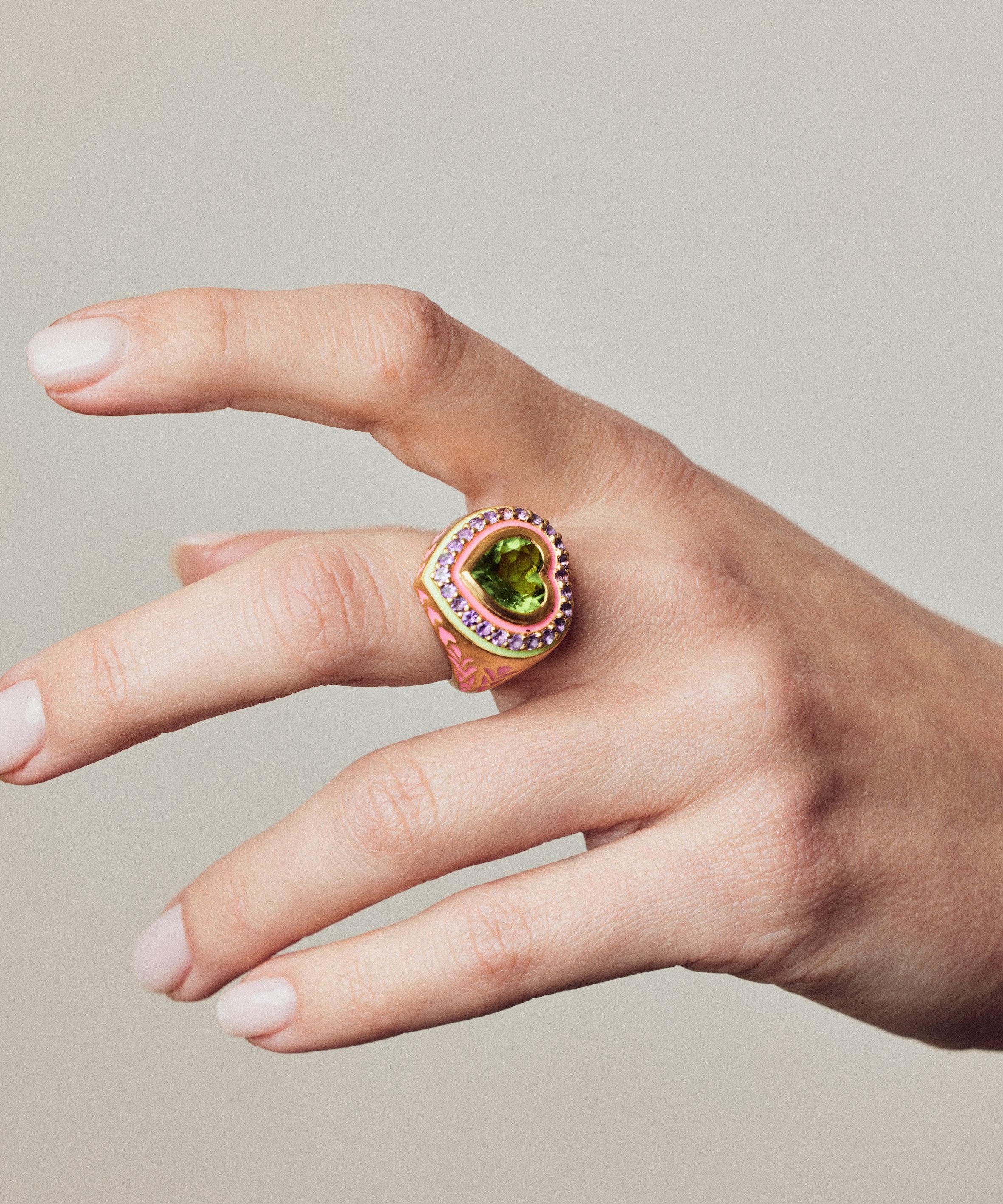 Apres-Youth-Pink-Green-Purple-Peridot-Enamel-Gold-Vermeil-Statement-Cocktail-Ring