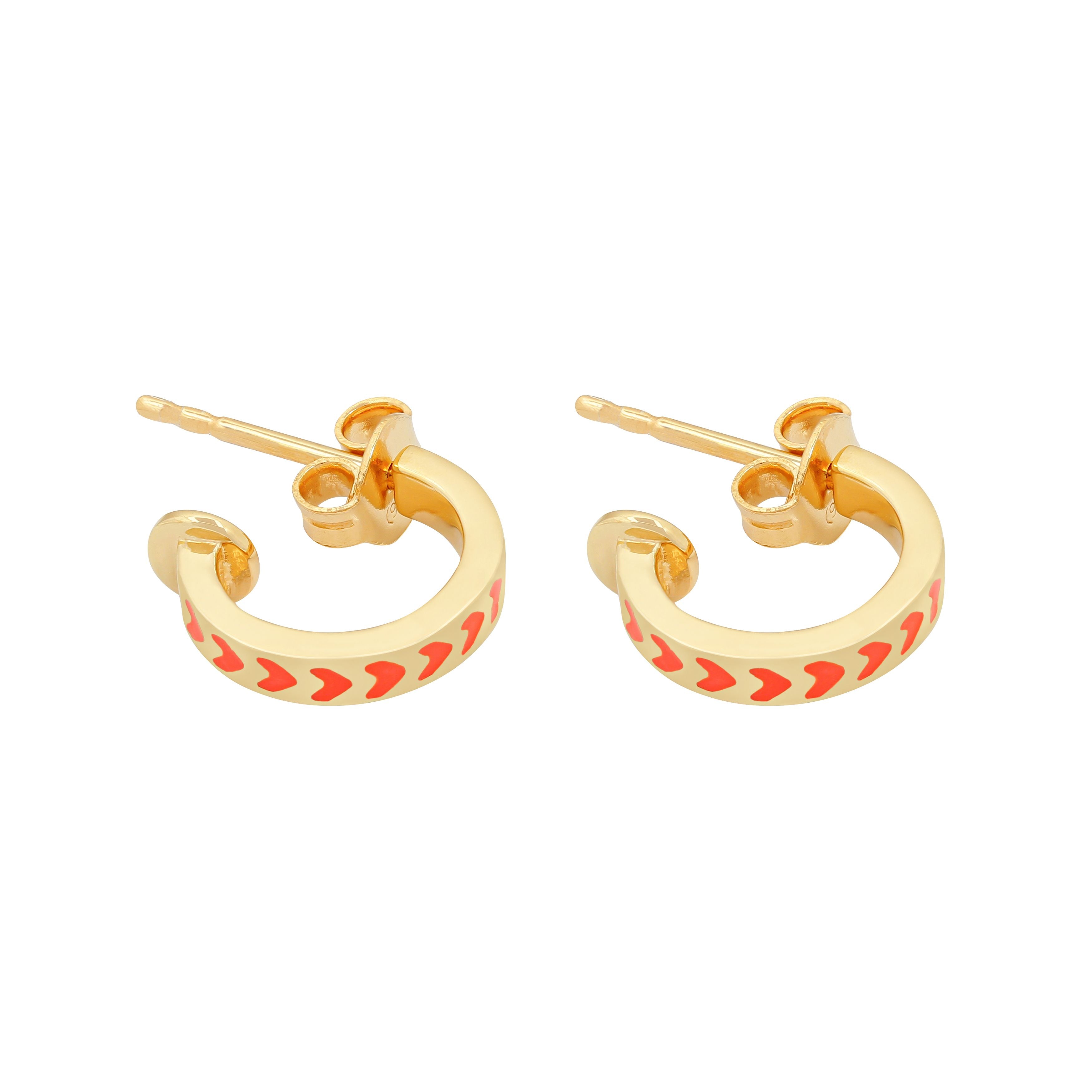 Apres-Youth-Spark-Enamel-Earrings-Orange-Gold-Vermeil-Huggie-Hoops