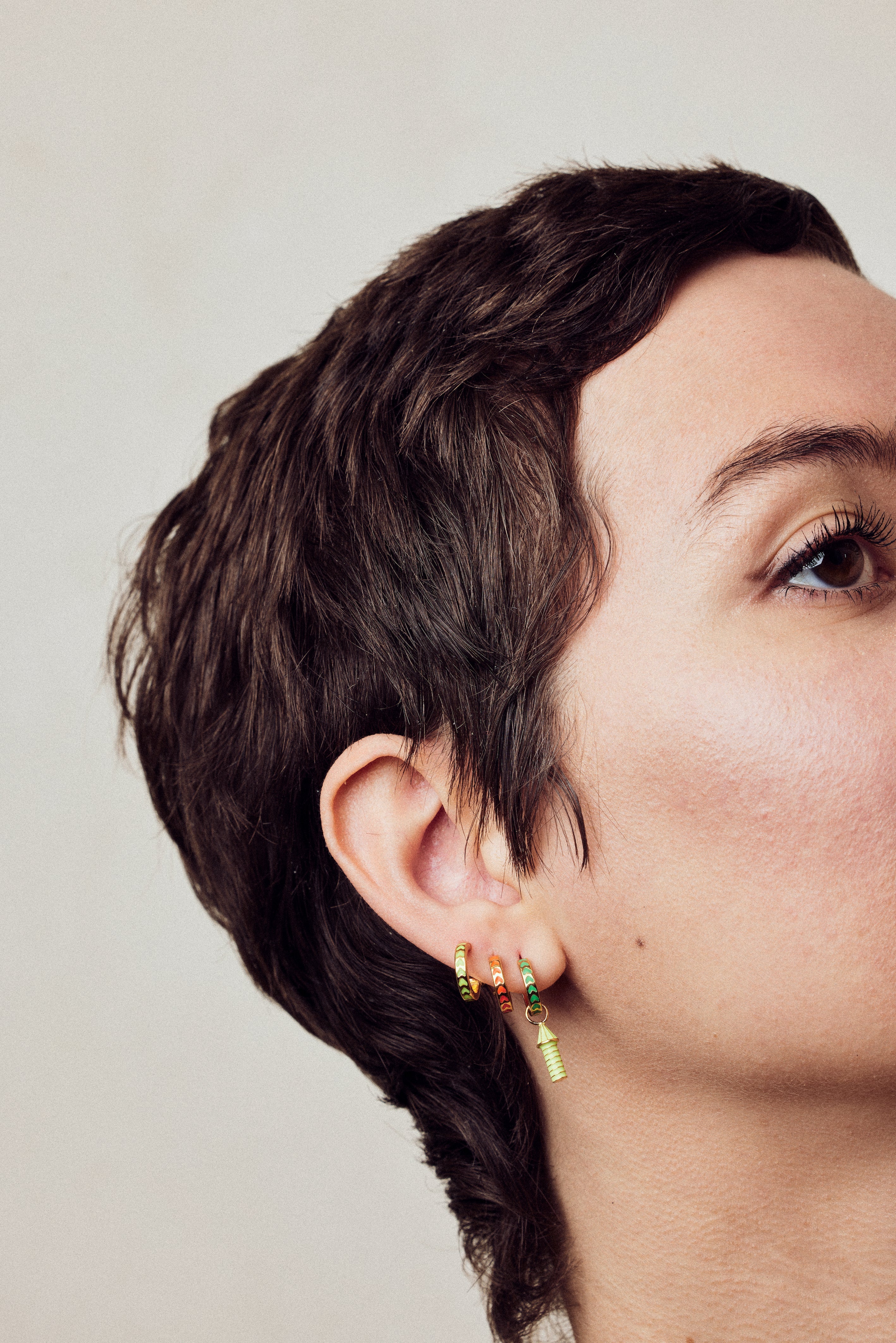 Apres-Youth-Spark-Enamel-Earrings-Orange-Gold-Vermeil-Huggie-Hoops