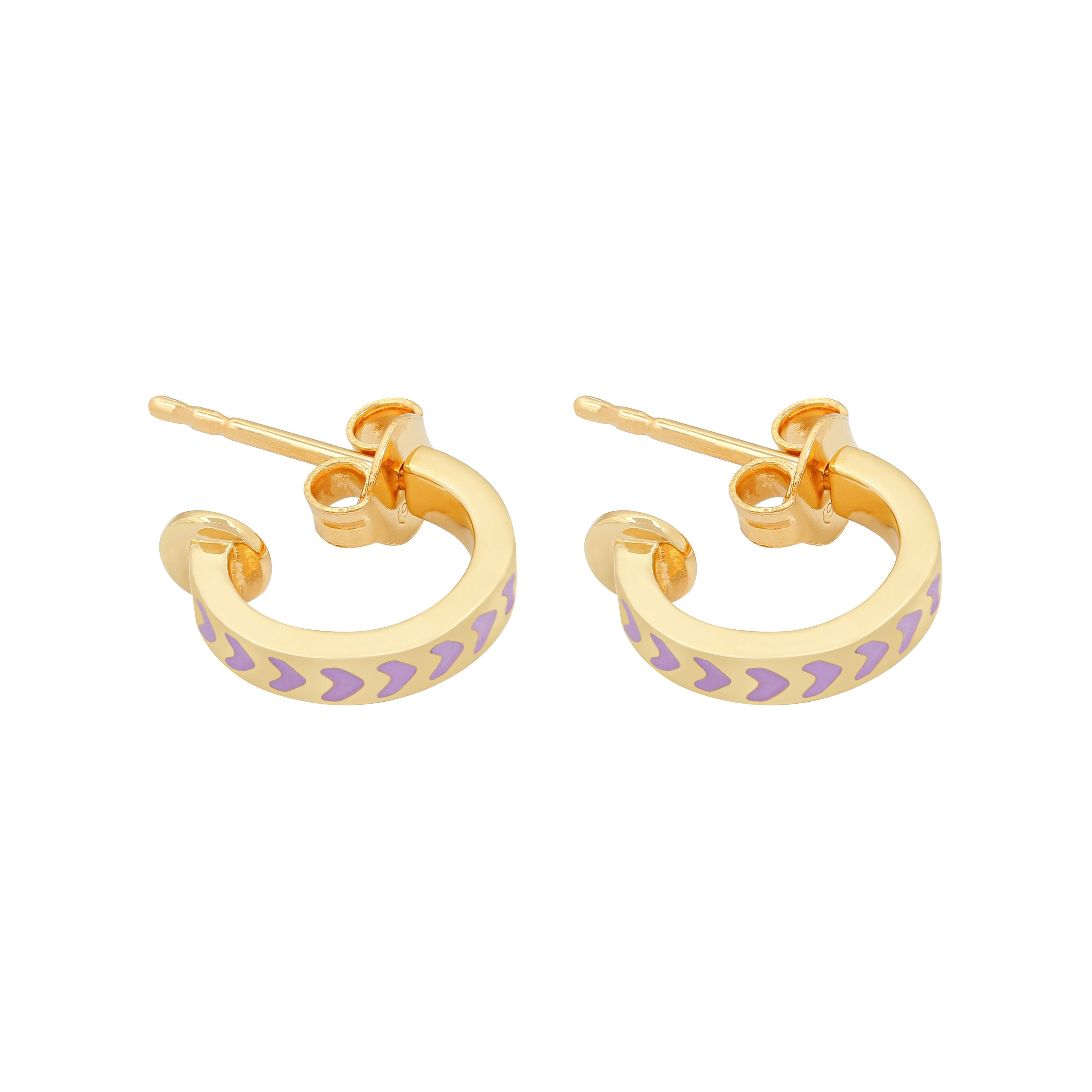 Apres-Youth-Spark-Enamel-Earrings-Purple-Huggie-Hoop-Gold-Vermeil
