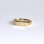 Blume-Jewellery-Gold-Sunset-Signet-Ring-9ct-9-Carat-solid-pinky-ring-everyday-sun-motif-cool-timeless-handmade-stacking-jewellery