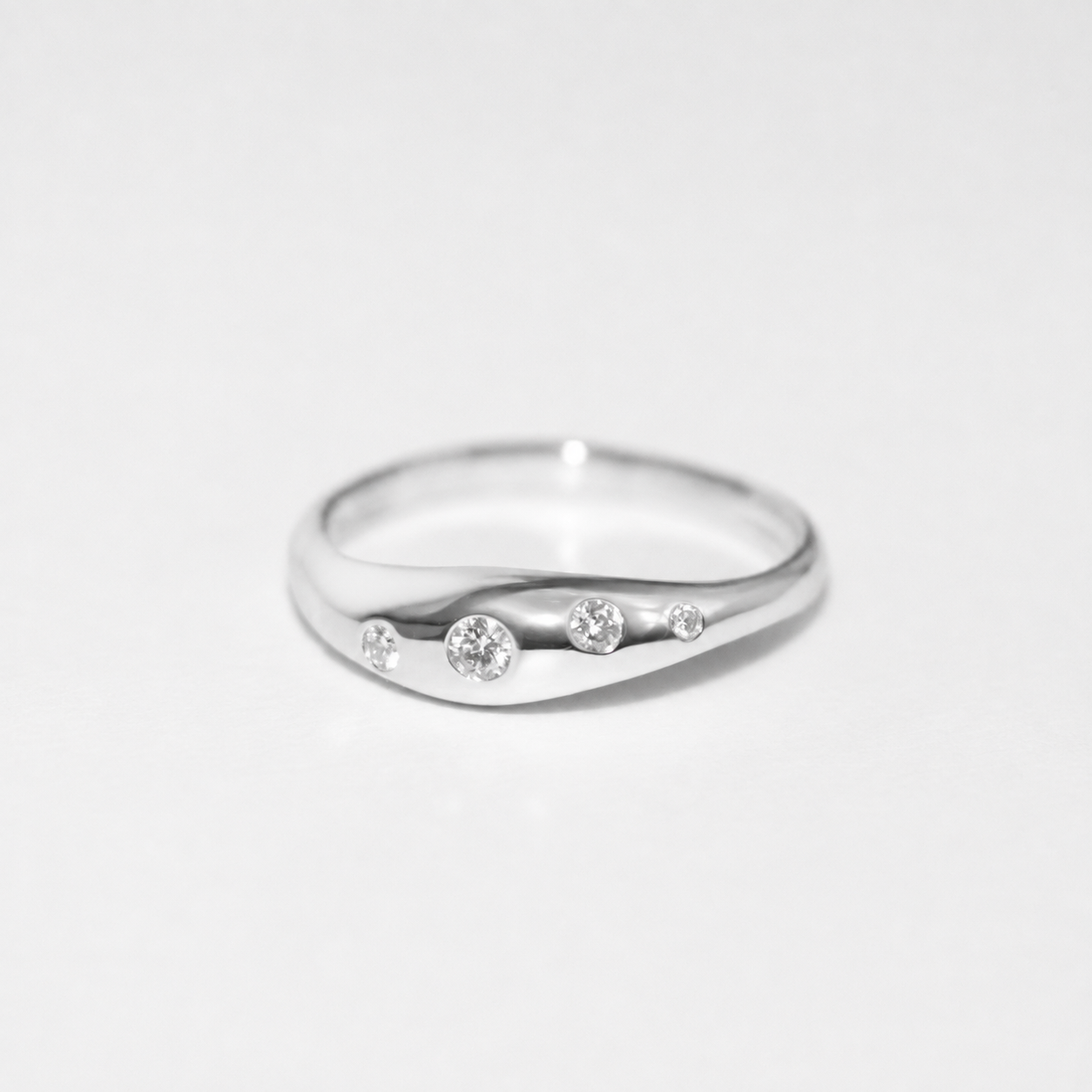 Blume-Jewellery-Sterling-Silver-Wave-Bombe-Ring-Lab-Diamond-Chunky-Statement-Band-Handmade-Contemporary-Cool-Jewellery-UK-5-Stones-Clear1