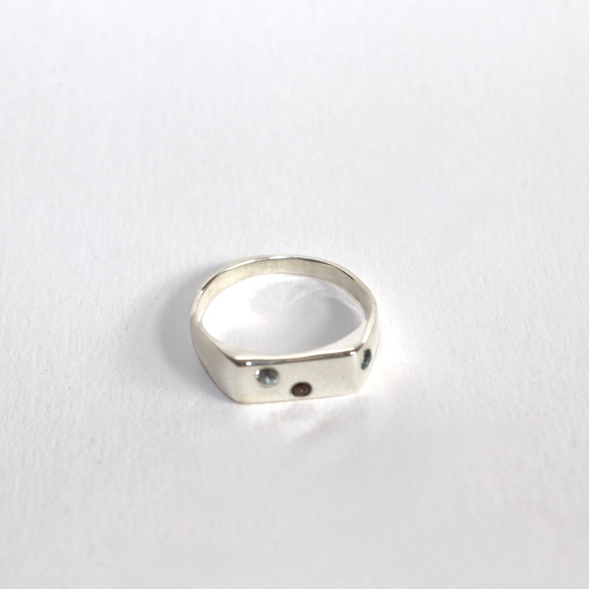 Blume-Jewellery-Winter-Signet-Ring-Sterling-Silver-Pinky-Gemstone-Stone-Ring-Blue-Brown-Blue-Topaz-Aquamarine-Smokey-Quartz-Cool-Rectangle-Handmade-UK4