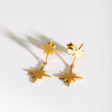 Brushed Gold Double North Star Earrings