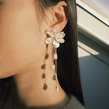 Stellar Petal Keshi Pearl Flower Dangle Earrings №04