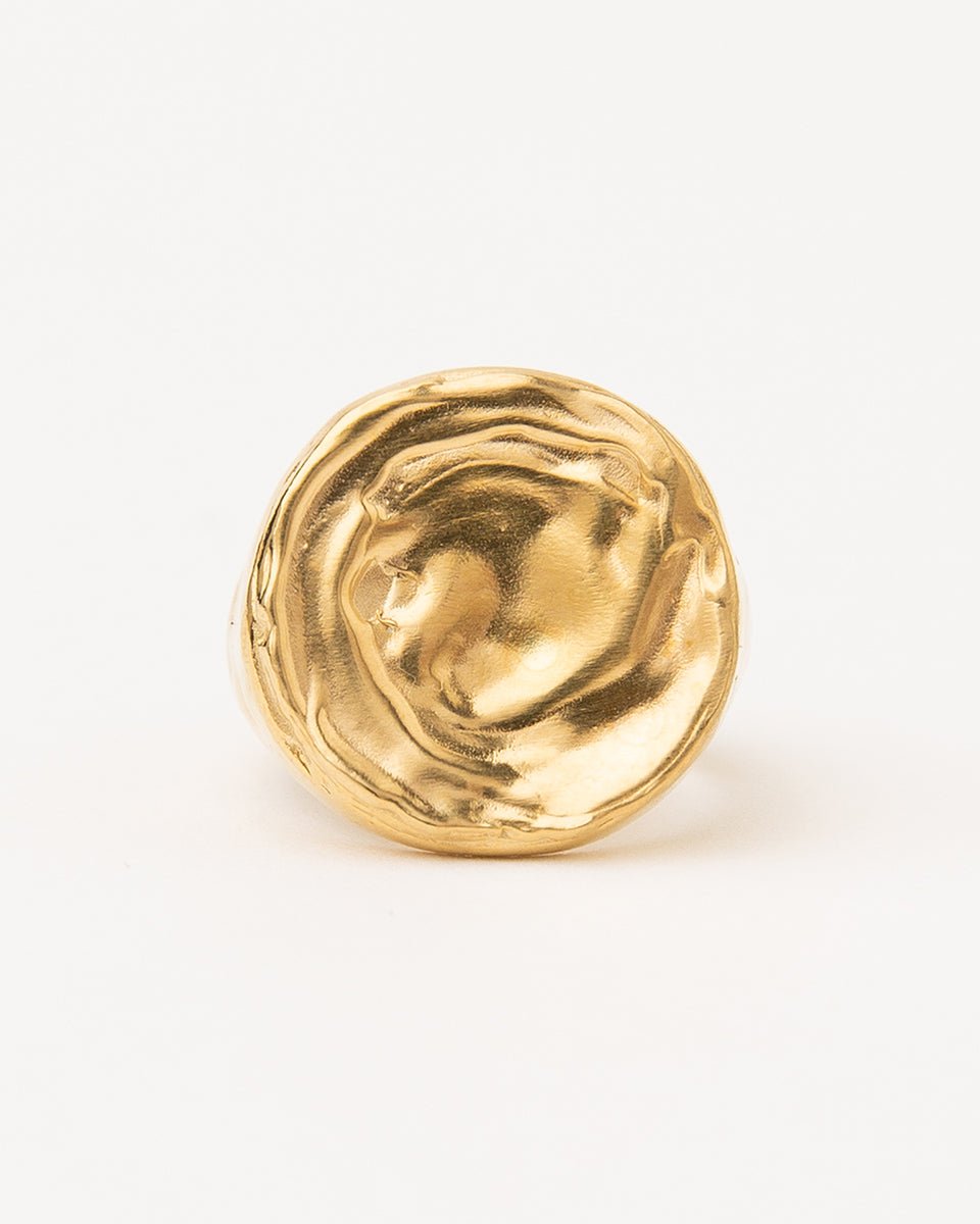 Carolina-De-Barros-AREIA-ROUND-Sterling-Silver-18ct-Gold-Plated-SIGNET-RING