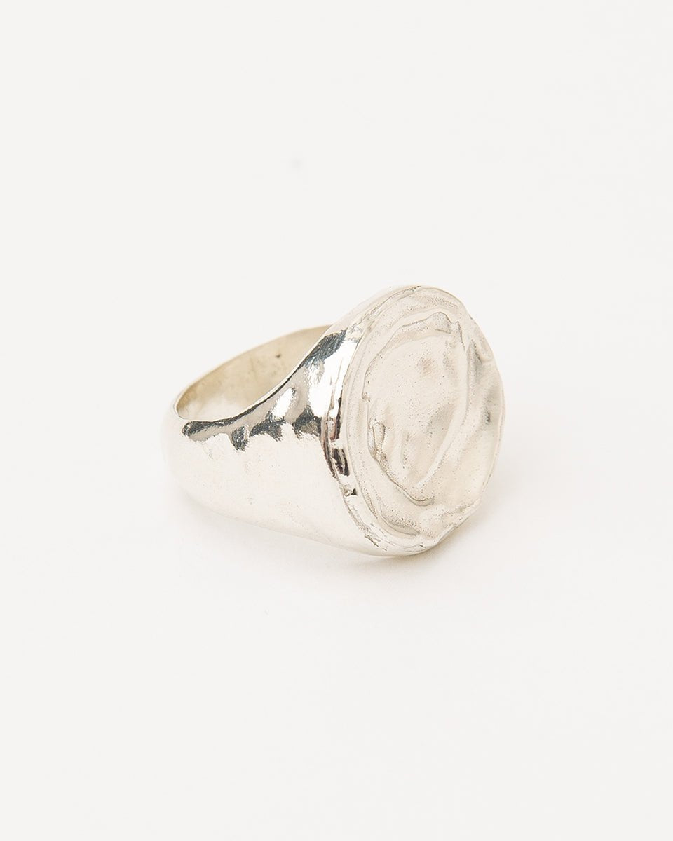 Carolina-De-Barros-AREIA-ROUND-Sterling-Silver-18ct-Gold-Plated-SIGNET-RING
