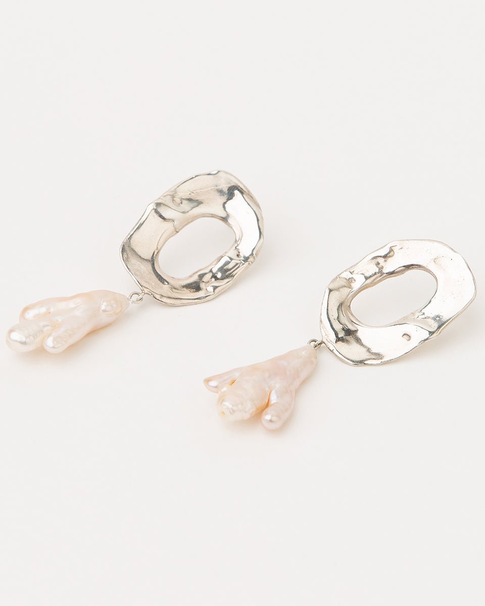 Carolina-De-Barros-Agua-Earrings-Sterling-Silver-18ct-Gold-Plated-Statement-Hoop-Pearl-Drop-Bead