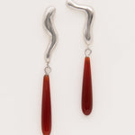Carolina-De-Barros-Sterling-Silver-18ct-Gold-Plated-Red-Bead-Stone-Statement-Drop-urutu-Earrings