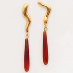 Carolina-De-Barros-Sterling-Silver-18ct-Gold-Plated-Red-Bead-Stone-Statement-Drop-urutu-Earrings