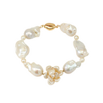 Cherie-Jewels-Mini Baroque-White-Keshi-Pearl-Chunky-Bead-Beaded-Flower-Bracelet-№55