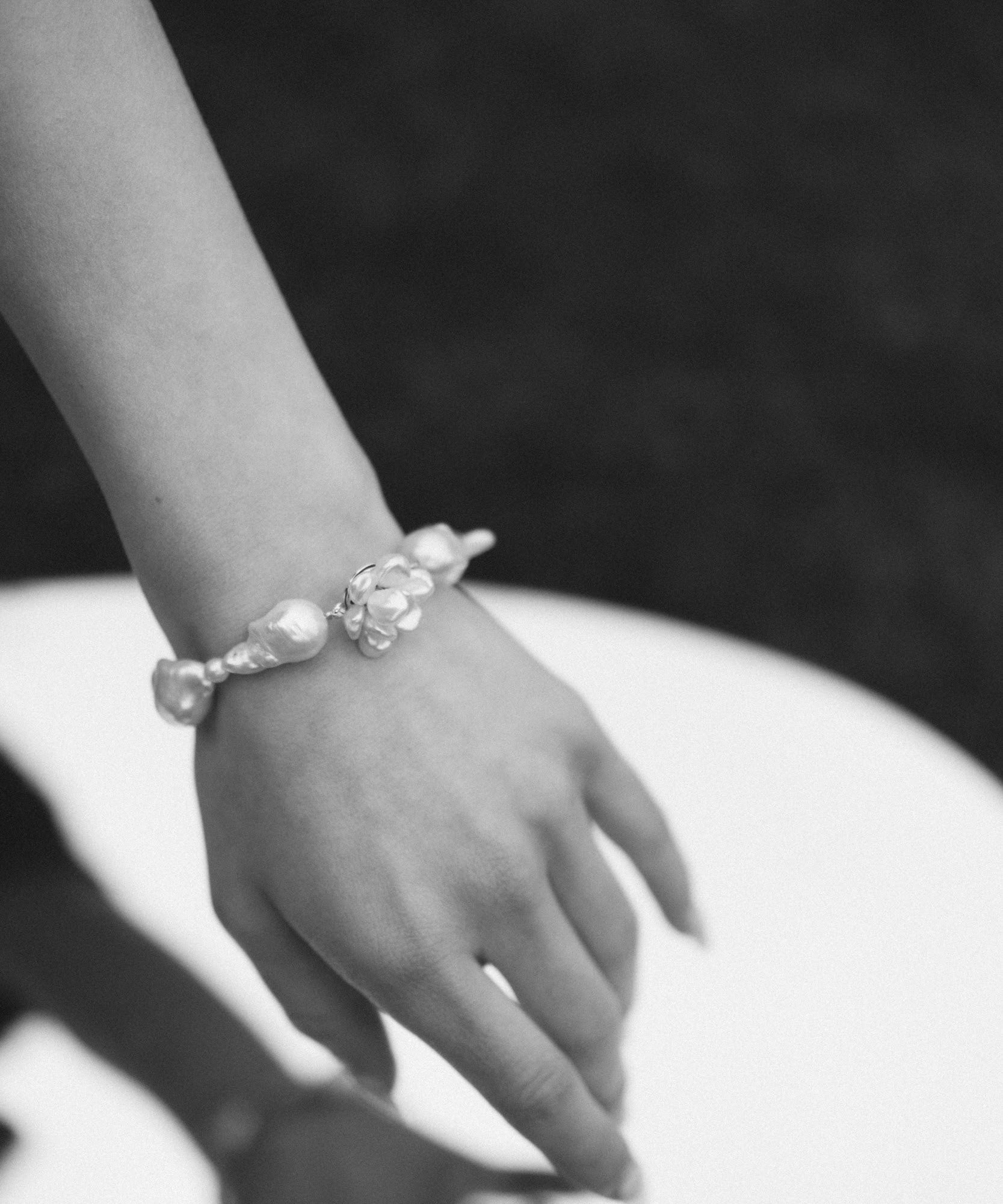 Cherie-Jewels-Mini Baroque-White-Keshi-Pearl-Chunky-Bead-Beaded-Flower-Bracelet-№55