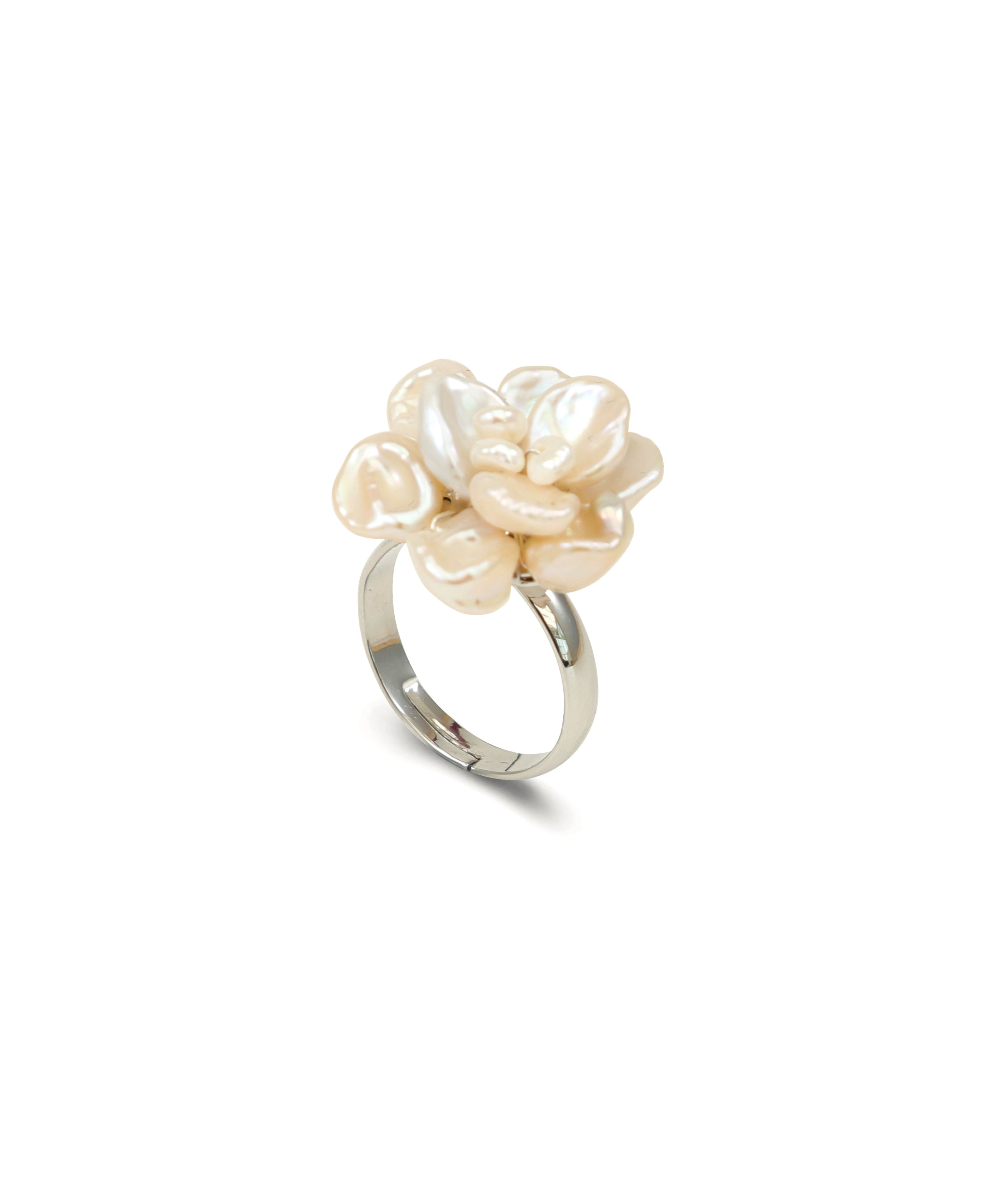 Cherie-Jewels-Small-White-3D-Keshi Pearl-Flower-Ring-№49