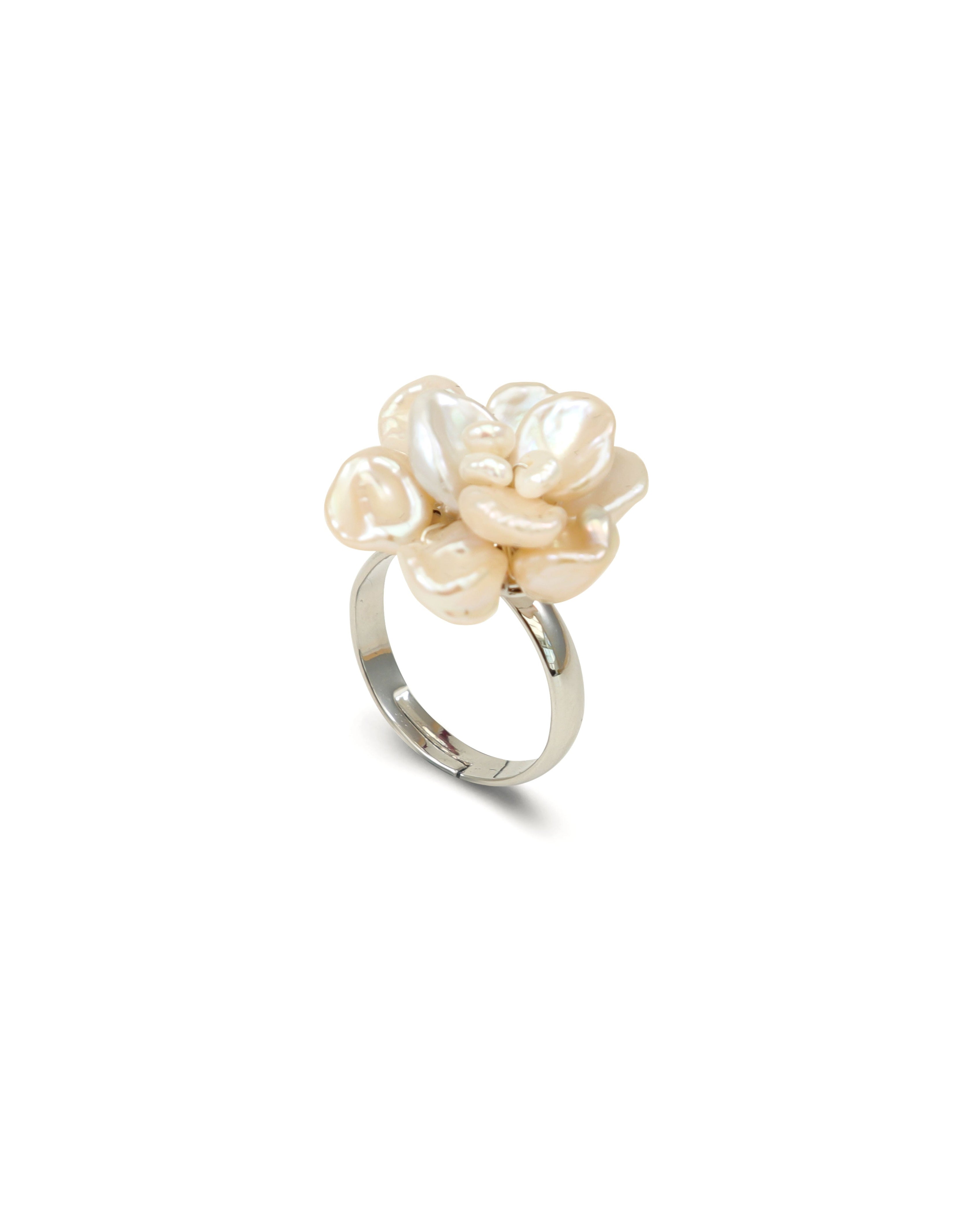 Cherie-Jewels-Small-White-3D-Keshi Pearl-Flower-Ring-№49