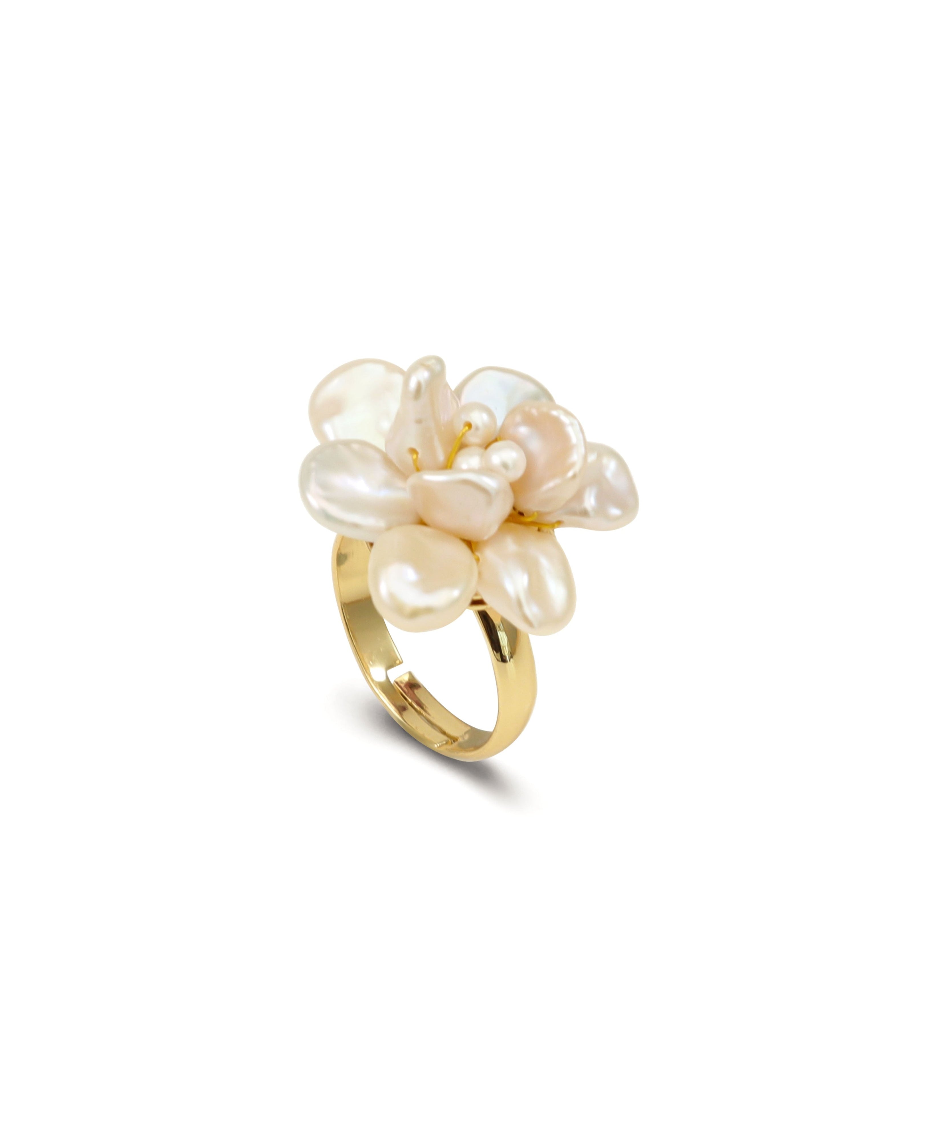 Cherie-Jewels-Small-White-3D-Keshi Pearl-Flower-Ring-№49