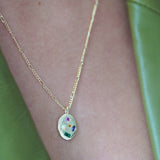 Kaleidoscope Gemstone Rainbow Necklace Gold
