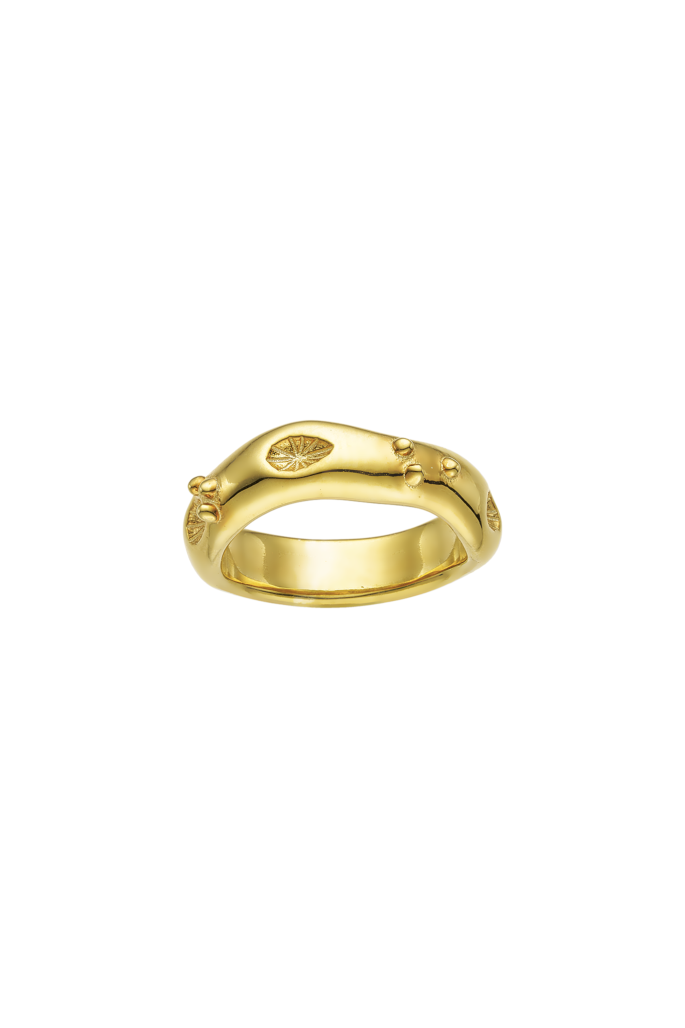 Feggeri-Ahinos-Organic-Ring-Gold-Vermeil-Textured-Band-Stacking