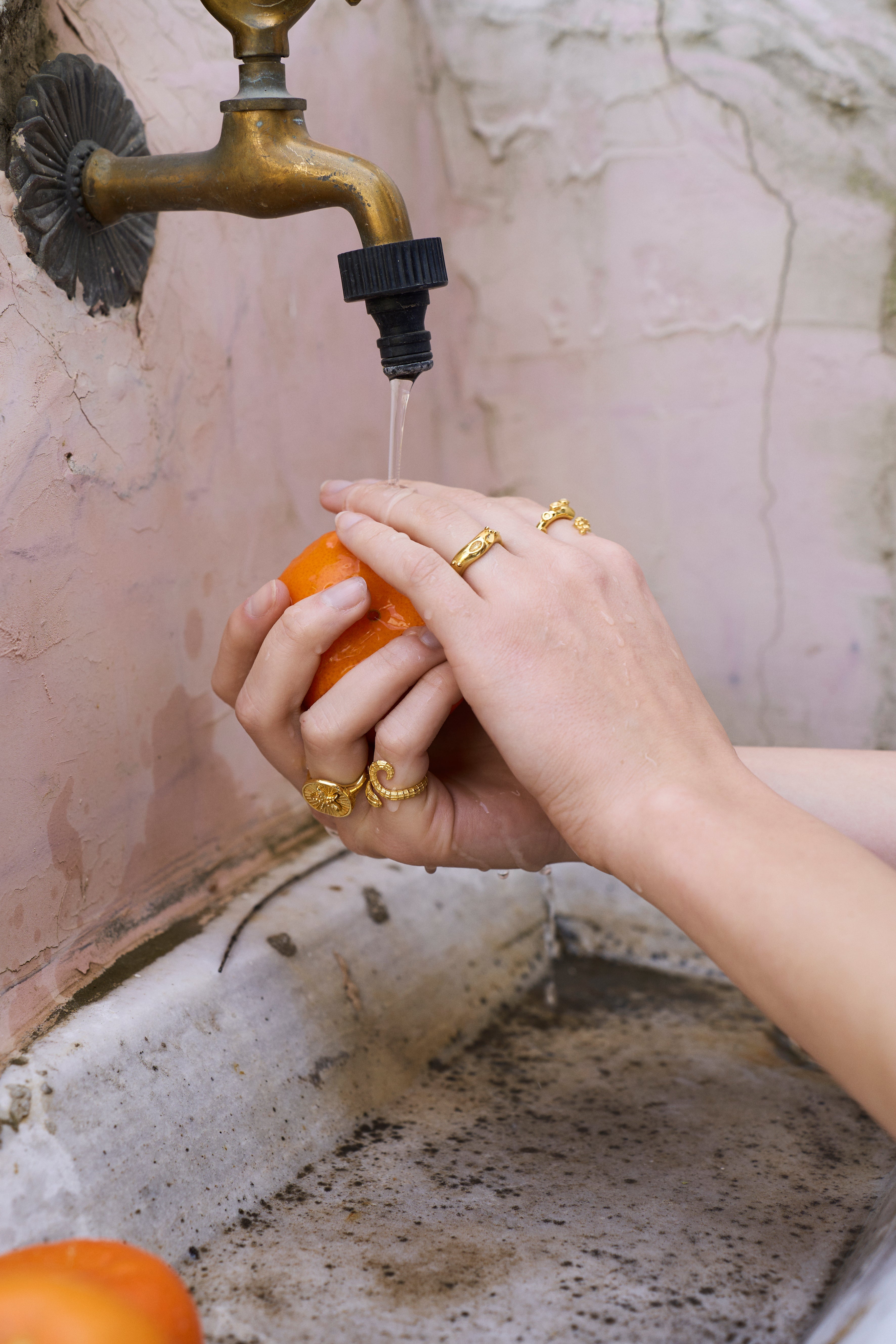 Feggeri-Ahinos-Organic-Ring-Gold-Vermeil-Textured-Band-Stacking