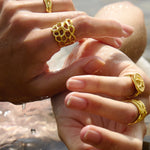 Feggeri-Ahinos-Organic-Ring-Gold-Vermeil-Textured-Band-Stacking