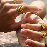 Feggeri-Ahinos-Organic-Ring-Gold-Vermeil-Textured-Band-Stacking