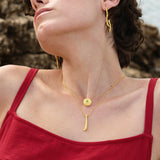 Feggeri-Ahinos-Peridot-Green-Gemstone-Chunky-Textured-Gold-Vermeil-Encased-Pendant-Necklace-Layering