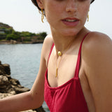 Feggeri-Ahinos-Peridot-Green-Gemstone-Chunky-Textured-Gold-Vermeil-Encased-Pendant-Necklace-Layering