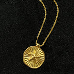 Feggeri-Astra-Round-Disc-Starfish-Star-Emblem-Pendant-Coin-Necklace-Gold-Vermeil