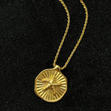 Feggeri-Astra-Round-Disc-Starfish-Star-Emblem-Pendant-Coin-Necklace-Gold-Vermeil