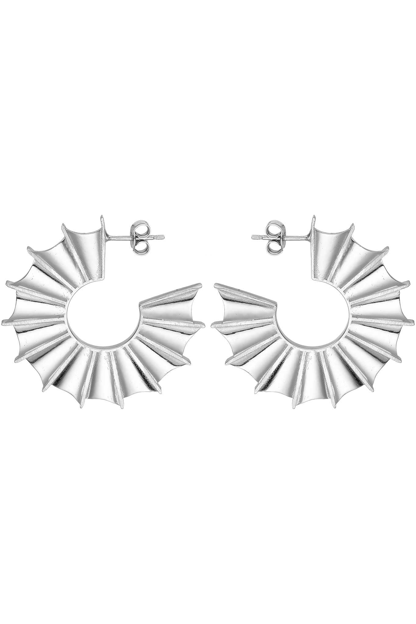 Feggeri-Ippos-Fin-Bold-Sculptural-Fan-Ribbed-Oversized-Large-Statement-Hoops-Hoop-Earrings-Silver