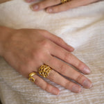 Feggeri-Ippos-Ring-Seahorse-Marine-Coastal-Inspired-Jewellery-Swirl-Curl-Textured-Statement-Cocktail-Gold-vermeil