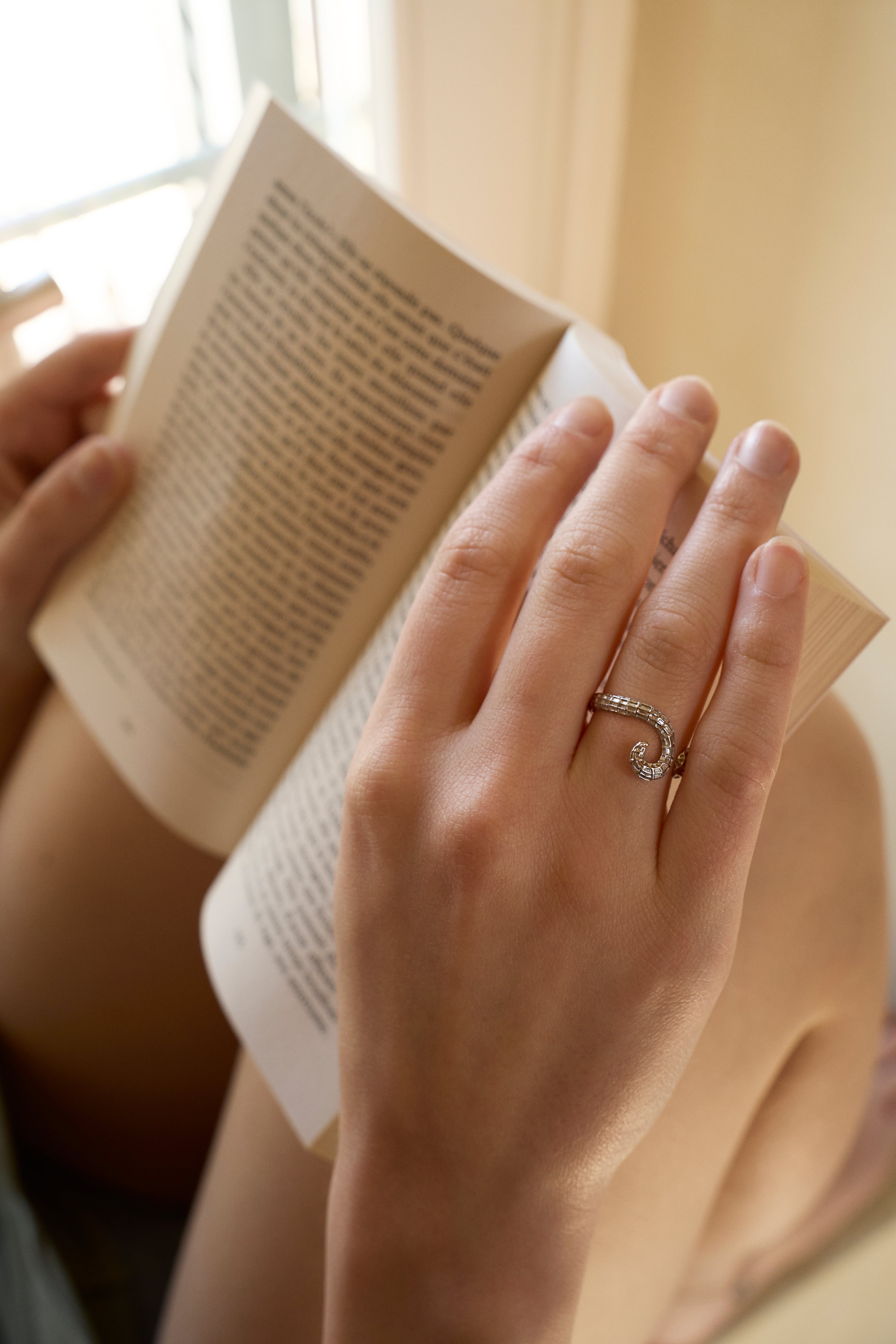 Feggeri-Ippos-Seahorse-Swirl-Tail-Ring-Statement-Cocktail-Sterling-Textured-Silver
