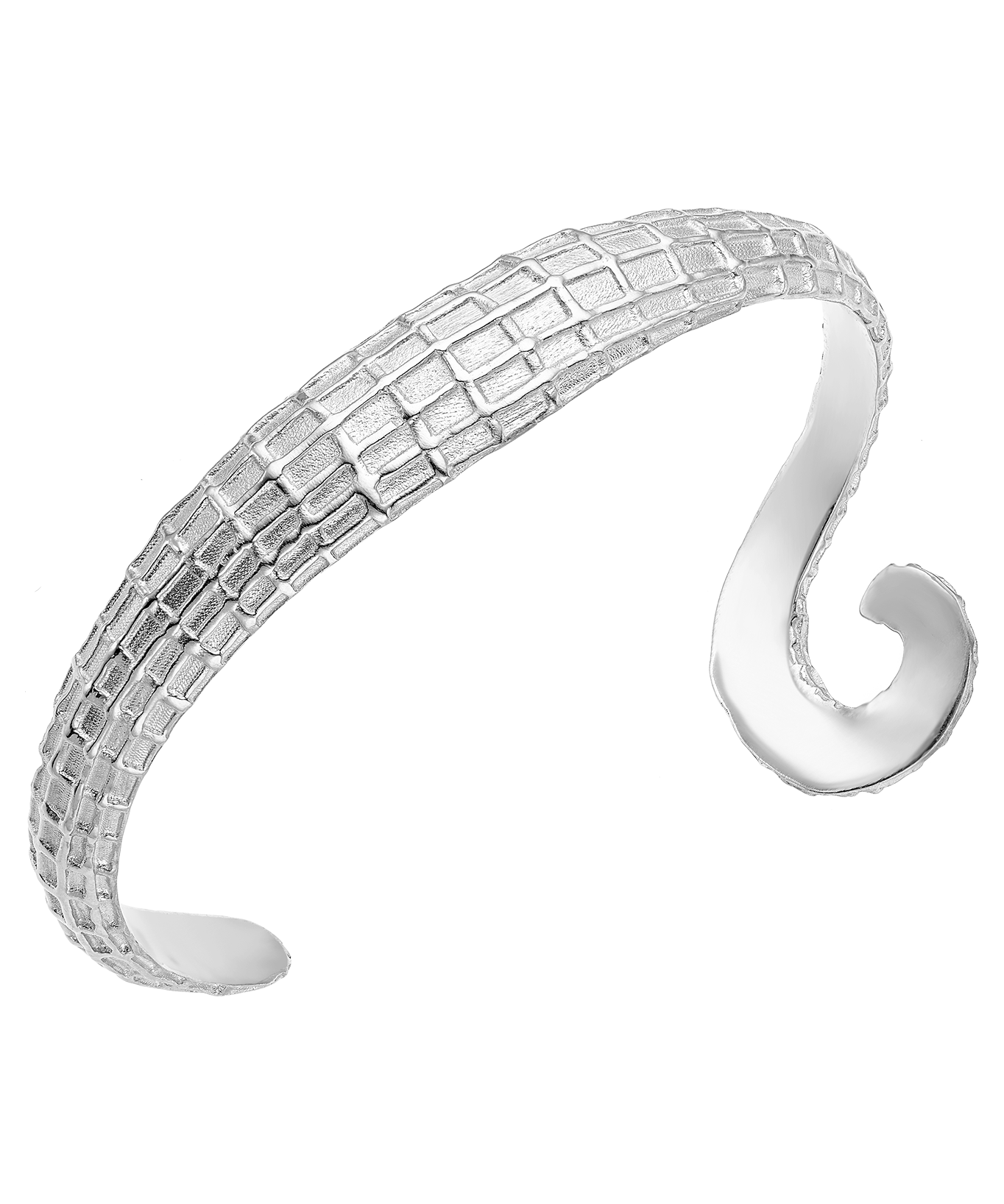 Feggeri-Ippos-Statement-Textured-90s-Arm-Cuff-Bangle-Bracelet-Swirl-Mediterrean-Coastal-Marine-Jewellery-Platinum-Plated-Sterling-Silver