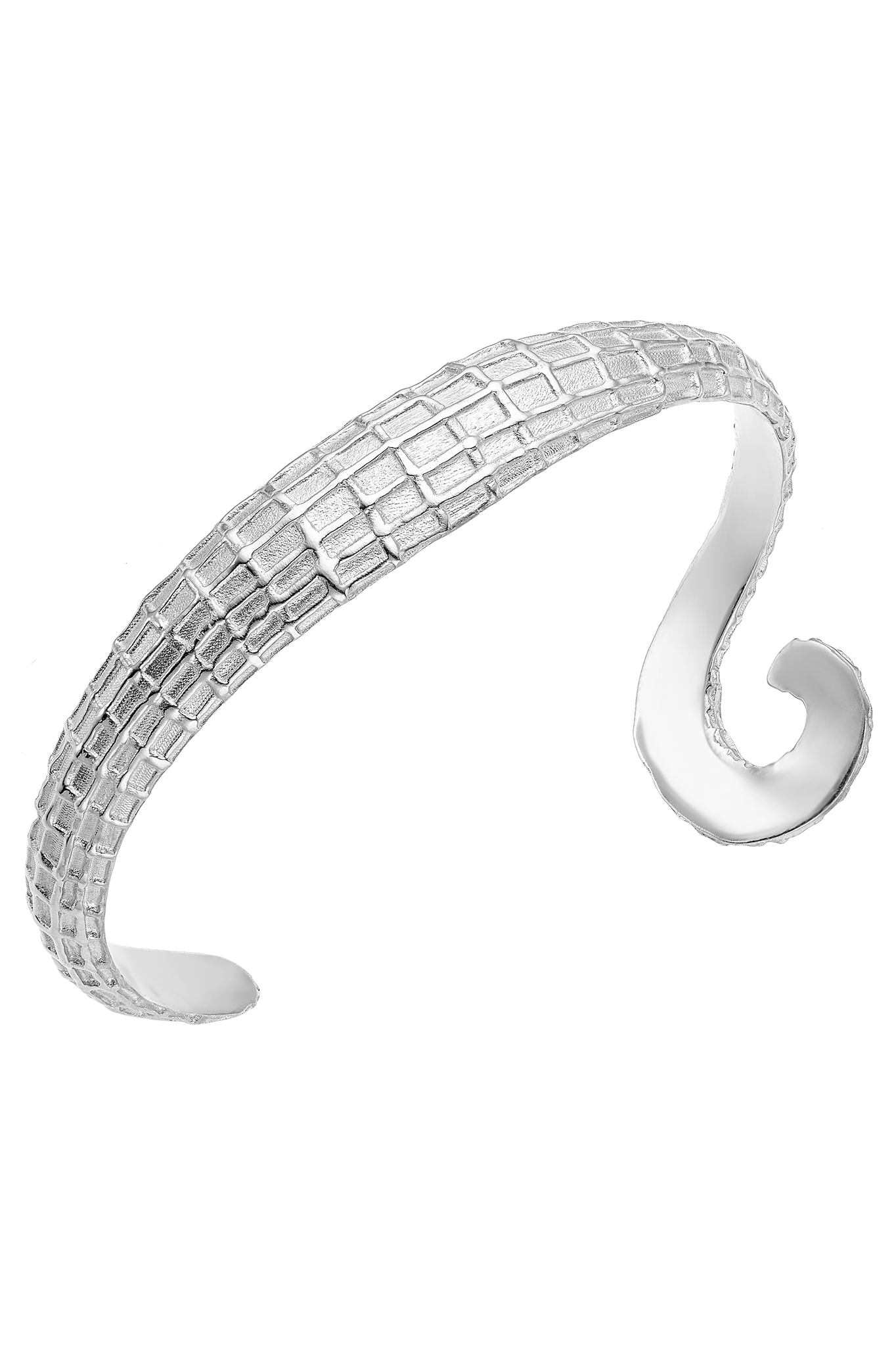 Feggeri-Ippos-Statement-Textured-90s-Arm-Cuff-Bangle-Bracelet-Swirl-Mediterrean-Coastal-Marine-Jewellery-Platinum-Plated-Sterling-Silver