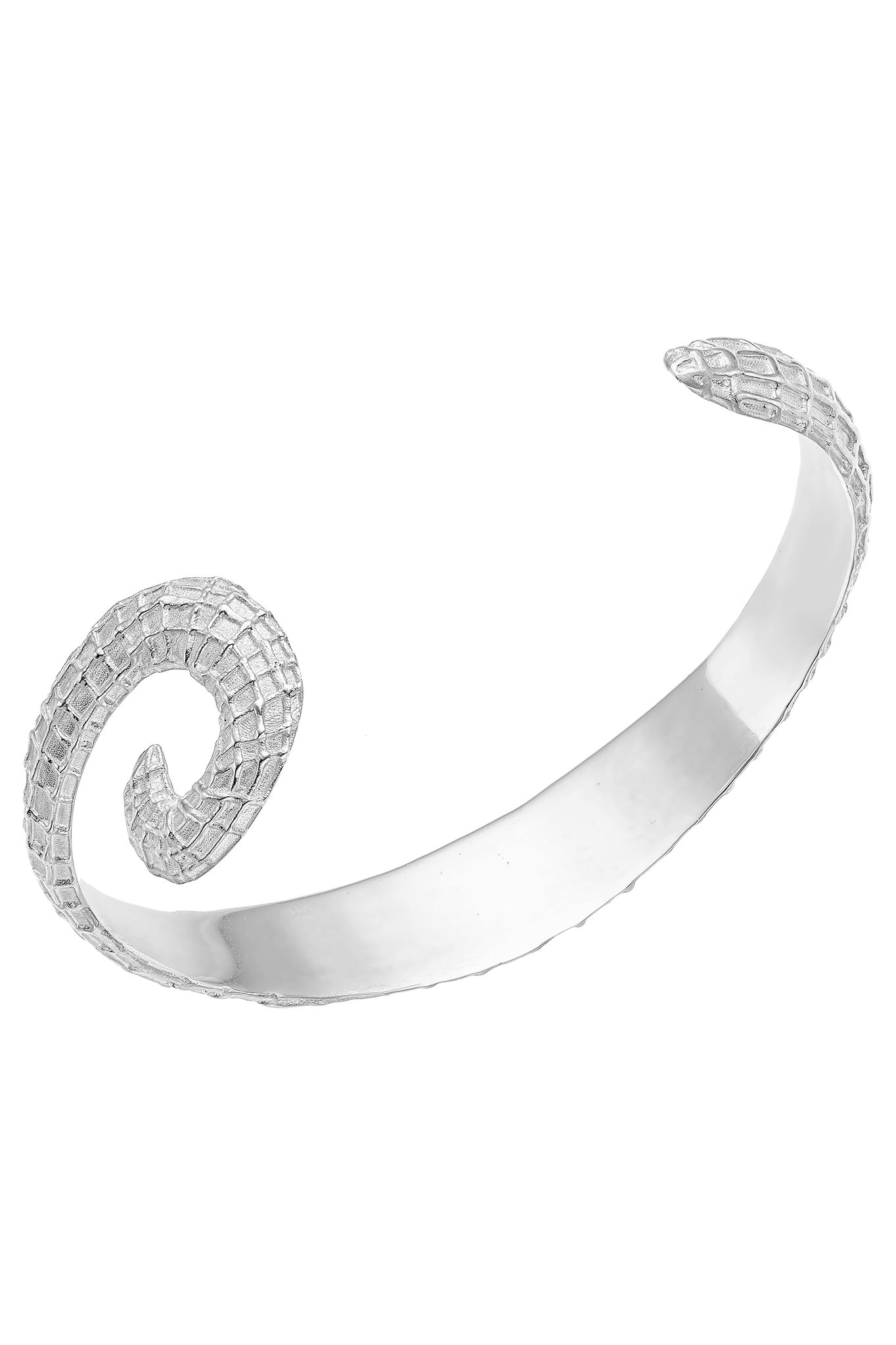 Feggeri-Ippos-Statement-Textured-90s-Arm-Cuff-Bangle-Bracelet-Swirl-Mediterrean-Coastal-Marine-Jewellery-Platinum-Plated-Sterling-Silver